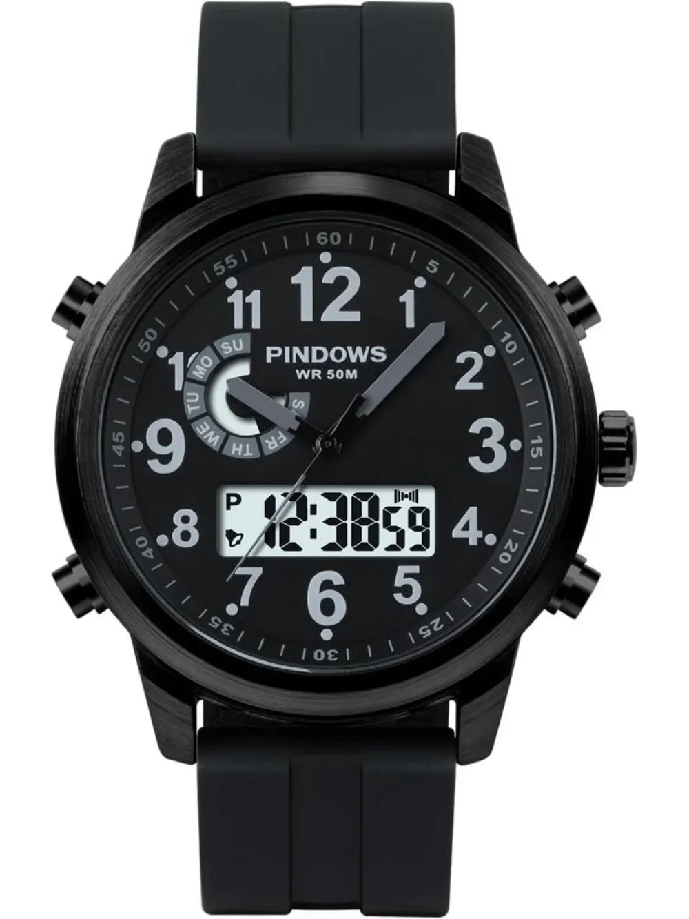 Men's Tactical Black Digital Analog Multifunction Sport Casual Wrist Watch